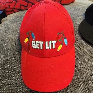 Red dad hat "get lit" with lights